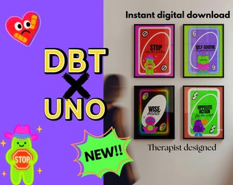 Set of 4 DBT Mental Health Prints Psychology Posters Printable Wall Art for Therapy Office Decor Mental Health Printables Digital Downloads