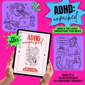 ADHD Therapy Workbook, Adhd journal Adult, ADHD Late Diagnosis, Therapy Journal, therapist resource, emotional regulation Adhd Printables