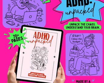 Manual de terapia para el TDAH, diario para el TDAH en adultos, diagnóstico tardío del TDAH, diario de terapia, recurso para terapeutas, materiales imprimibles para la regulación emocional del TDAH.