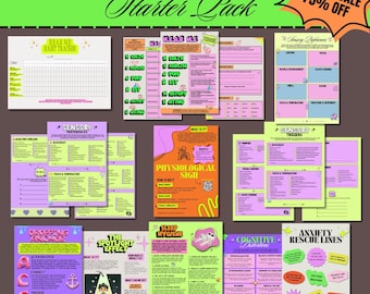 Teen Mental Health Printable Toolkit Therapy Worksheets for Teens Coping Skills CBT DBT ACT Anxiety Emotional Regulation Psychoeducation