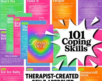 Coping Skills Cards – 101 Printable Activities & Worksheets for Teens Adults, Anxiety, Self Care, Mental Health, DBT, ACT, ADHD Therapy pdf