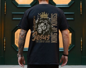 Men's Christian Shirts Comfort Colors Lion of Judah Shirt Gift for Dad Christian Gifts Trendy Religious Graphic Tshirt Bible Verse Shirt