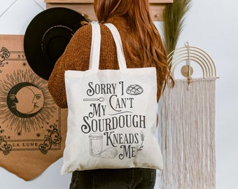 Sourdough Tote Bag, Gift for Baker, Wake and Bake, Baking Tote, Homestead Graphic Shopping Bag, Boho Canvas Gift Bag, Sorry I Cant Sourdough