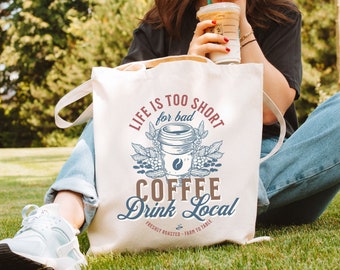 Local Coffee Tote Bag, Gift for Coffee Lover, Canvas Tote Bag, Coffee Shopping Bag, Canvas Gift Bag, Coffee Lover Gift