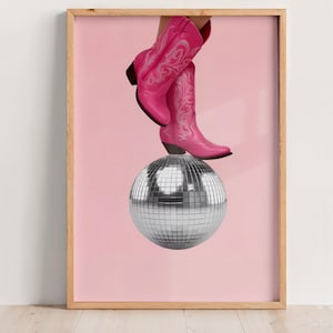 Mirrorball Boots Print, Girly Wall Art, Dorm Room Decor, Swiftie Gift