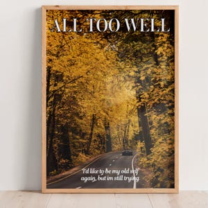 All Too Well Print, Girly Wall Art, Dorm Room Decor, Swiftie Gift