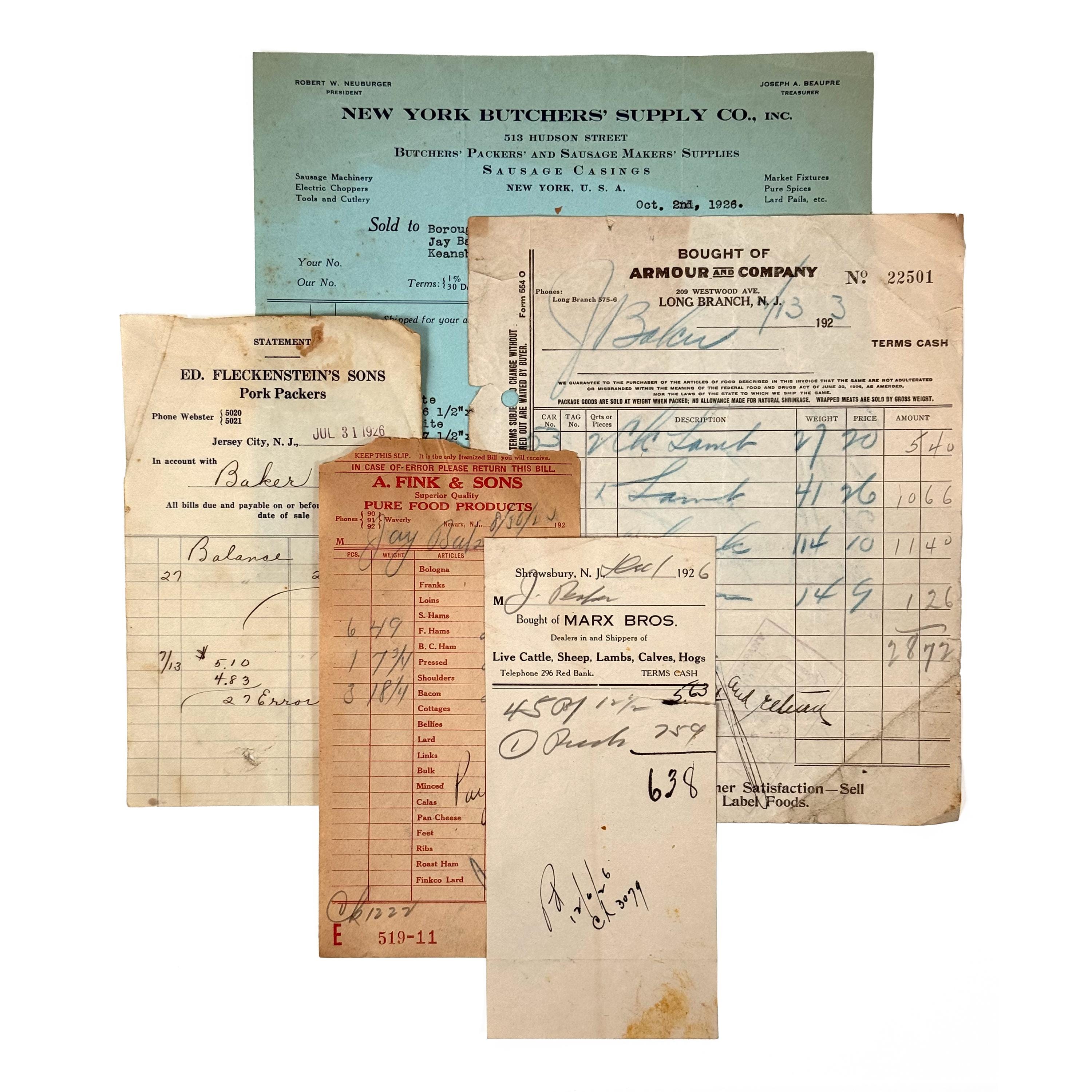 Antique 1920s Butcher Meat Supplier Billhead Receipts & Invoices ...