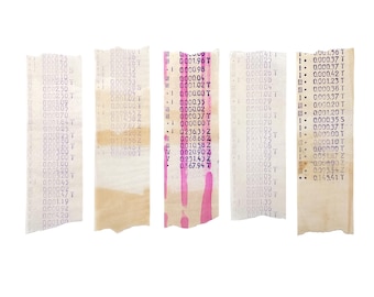 Vintage 1960s Cash Register Till Receipt Tape Strips – Blue Ink Numbers on Faded & Worn Thin Paper - Pick Your Quantity