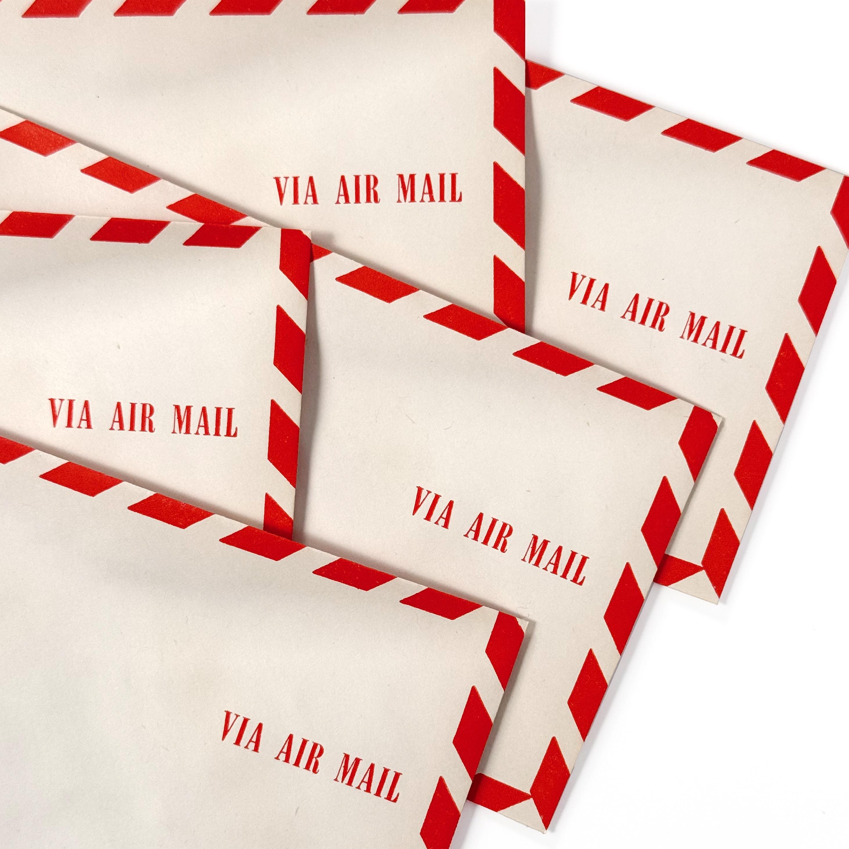 Vintage 1950s US Post Air Mail Envelopes W/ Red Striped Border