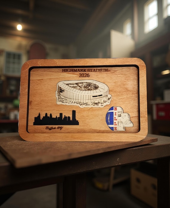 New Highmark Stadium Catchall Tray & Wall Art: Buffalo Bills Sports Decor