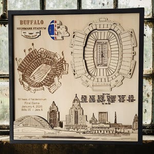Arte in legno dello stadio Highmark - Stagione d'addio: casa dei Buffalo Bills, regalo per i tifosi