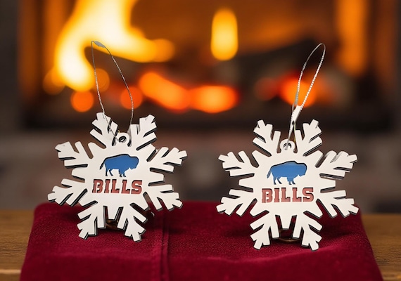 Buffalo Bills Set of 2 Snowflake Christmas Tree Ornaments, Holiday Decor, Sports Fan Gift