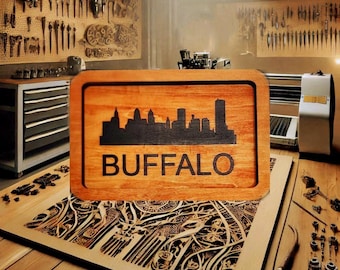 Bandeja Buffalo Skyline de 8,5 x 5,5 pulgadas, de madera rústica, ideal para guardar llaves, joyas, monedas y organizador de escritorio.