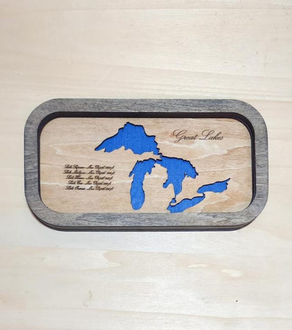 Jewelry Tray Great Lakes Layered Organizer – Key & Jewelry Holder, Wooden Accessory Storage for Desk, Dresser