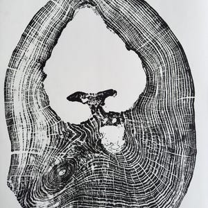 Woodcut Print, Walnut Tree Ring Print, Handmade Print, Rustic Wall Art, Minimalist Decor, New Home Gift, Wedding Gift, Nature Art, 36x36