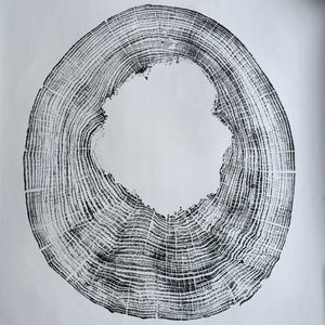 Woodcut Print, Walnut Tree Ring Print, Handmade Print, Rustic Wall Art, Minimalist Decor, New Home Gift, Wedding Gift, Nature Art, 36x36