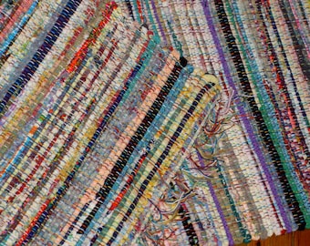 Old Fashioned Multi Color Hit and Miss Rag Rug