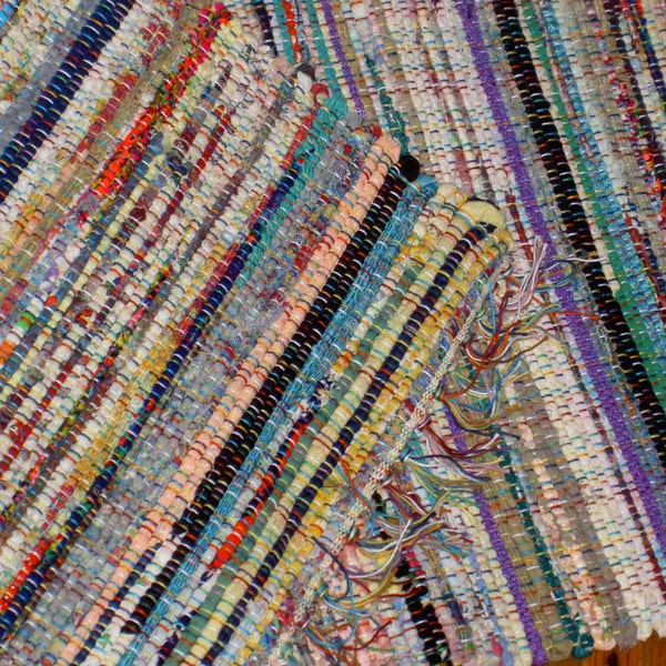 Old Fashioned Multi Color Hit and Miss Rag Rug