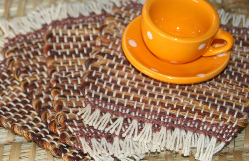 Eco Friendly Hand Woven Coasters Choose Your Own Colors, Set of 4 image 9