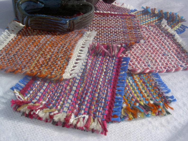 Choose Your Color Handwoven Coaster Set, Set of 4 image 5