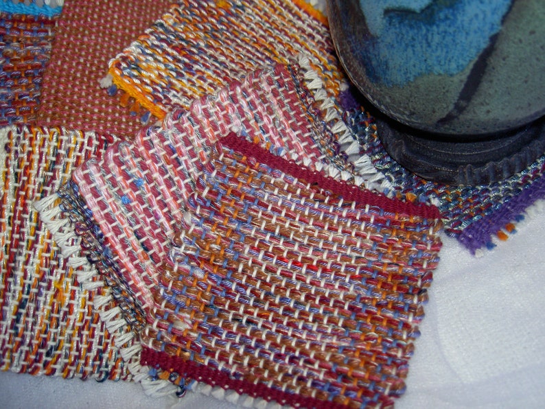 Choose Your Color Handwoven Coaster Set, Set of 4 image 2