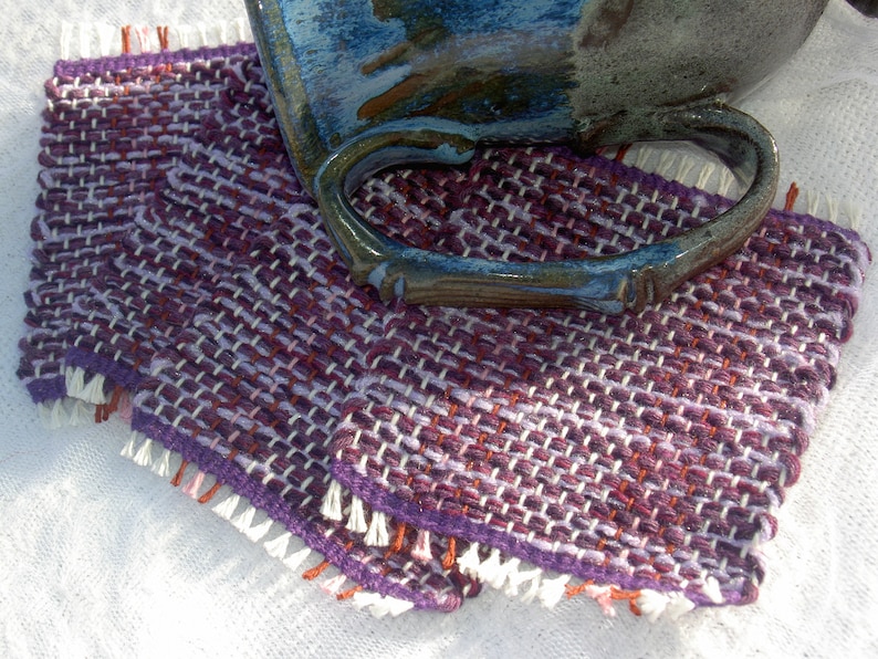 Eco Friendly Hand Woven Coasters Choose Your Own Colors, Set of 4 image 4