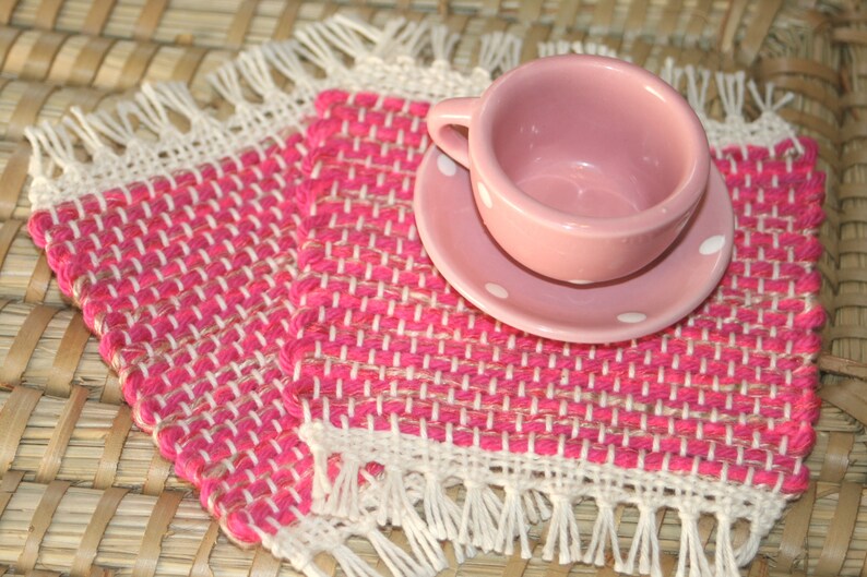 Choose Your Color Handwoven Coaster Set, Set of 4 image 3