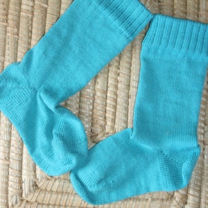 Ungeschöpfte Türkis Handgemachte Wollsocken Wollmischungssocken in Blau Grün Türkis Bild 7