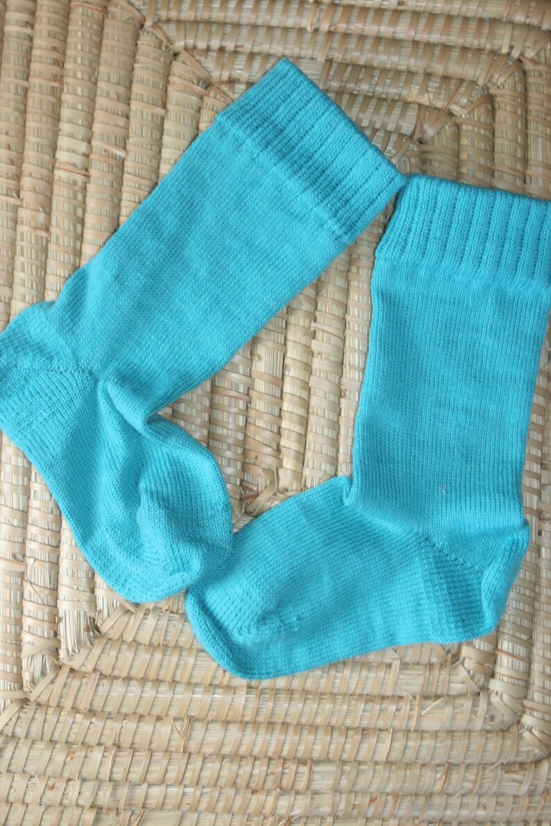 Ungeschöpfte Türkis Handgemachte Wollsocken Wollmischungssocken in Blau Grün Türkis Bild 7