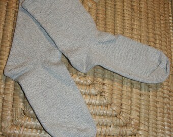 Walk Quietly Wool Cotton Blend Socks in Soft Gray - Handmade Wool Cotton Socks - Knit Wool Cotton Blend Socks in Soft Grey