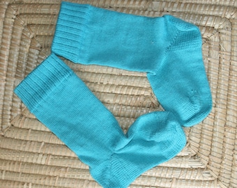 Unabashedly Turquoise Handmade Wool Socks - Wool Blend Socks in Blue Green Turquoise