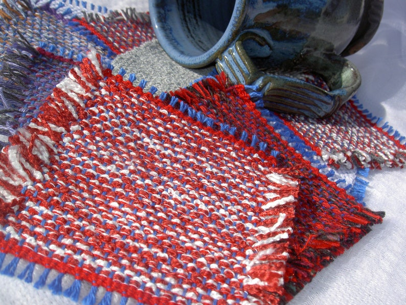 Eco Friendly Hand Woven Coasters Choose Your Own Colors, Set of 4 image 3