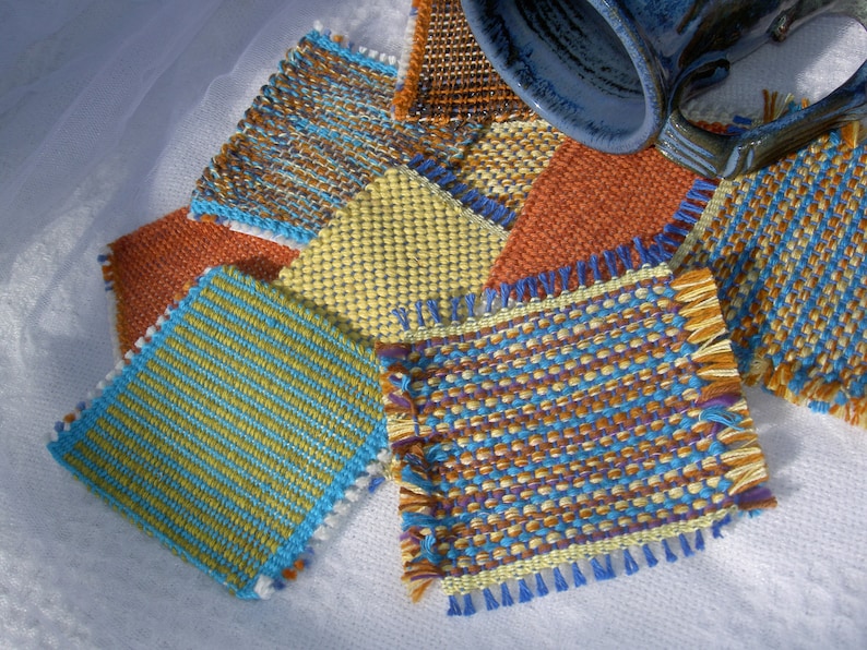 Eco Friendly Hand Woven Coasters Choose Your Own Colors, Set of 4 image 2