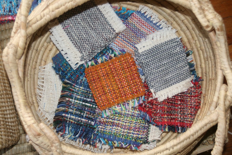 Choose Your Color Handwoven Coaster Set, Set of 4 image 6