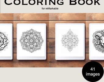 reMarkable Notebook Template | AI Generated Coloring Pages | Digital Planner for reMarkable 2 | Mindful and calming Coloring Pages