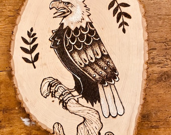 Bald Eagle Pyrography Wall Art