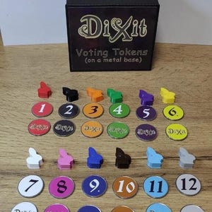DIXIT. ¡Fichas de votación para el juego Dixit en una base metálica para hasta 12 jugadores! + Conejos de plástico de colores (impresión 3D, PLA) ¡¡¡de REGALO!!!