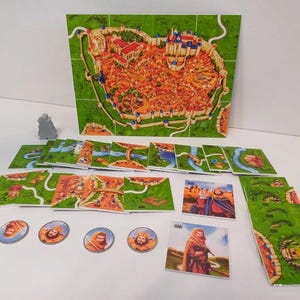 Expansions of Carcassonne in a new, bright and colorful design!!! Made on PVC  + 3D plastic figures