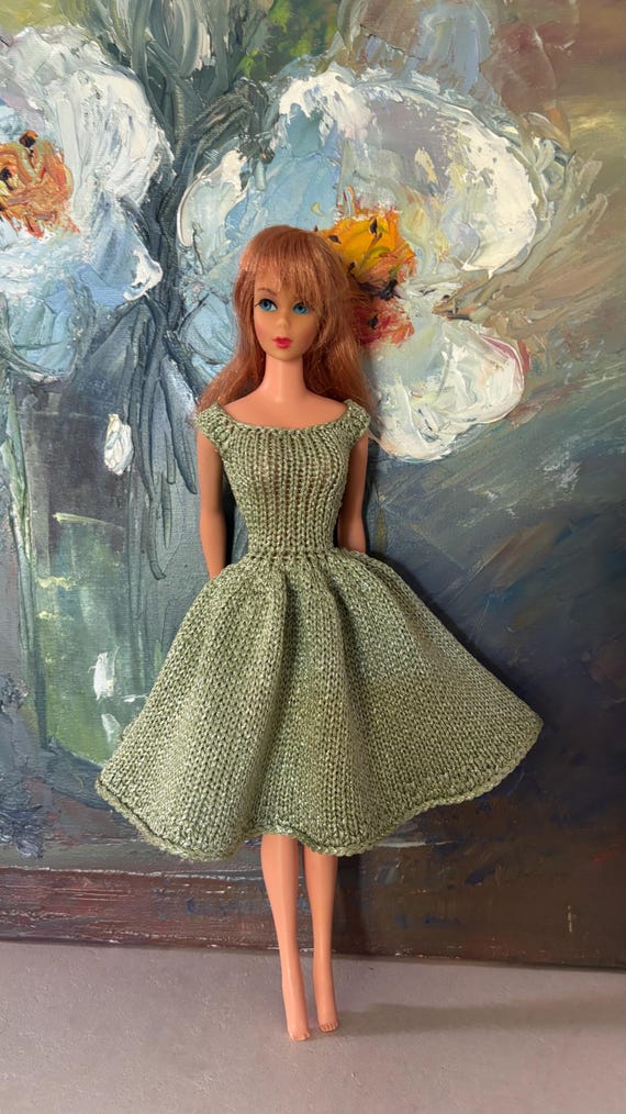 Light Green Sparkly Knitted Doll Dress for 11,5 Inch - 12 Inch Fashion Doll  1/6 Scale - Doll Clothes 30cm - Doll Dress in Vintage Style - Etsy