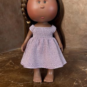 Handmade Light Purple Lurex Knit Doll Dress for 12 inch Mia Doll - Sparkly Doll Clothes - Knitted doll dress fits 12"" Mia and Pippa dolls