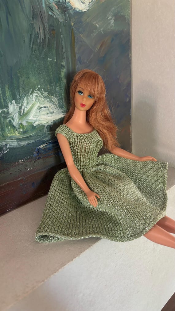 Light Green Sparkly Knitted Doll Dress for 11,5 Inch - 12 Inch Fashion Doll  1/6 Scale - Doll Clothes 30cm - Doll Dress in Vintage Style - Etsy