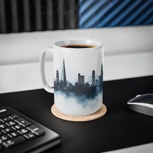 London Skyline Mug | Iconic Cityscape with The Shard & Gherkin | 11oz / 15oz Ceramic Coffee Cup | Perfect Gift for London Lovers