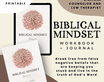 Biblical Mindset Workbook & Journal Digital Download; Christian Mental Health; Christian Faith Journal; Biblical Counseling; Guided Journal
