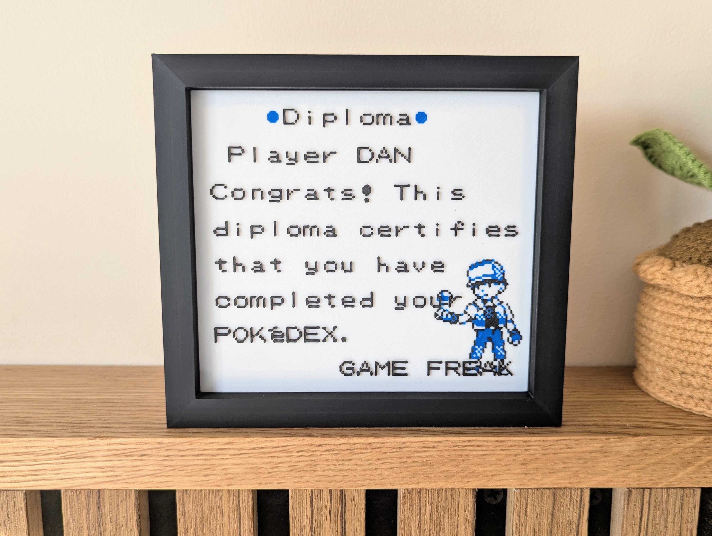 Personalized Pokédex Diploma Gen 1 3D Print - Etsy