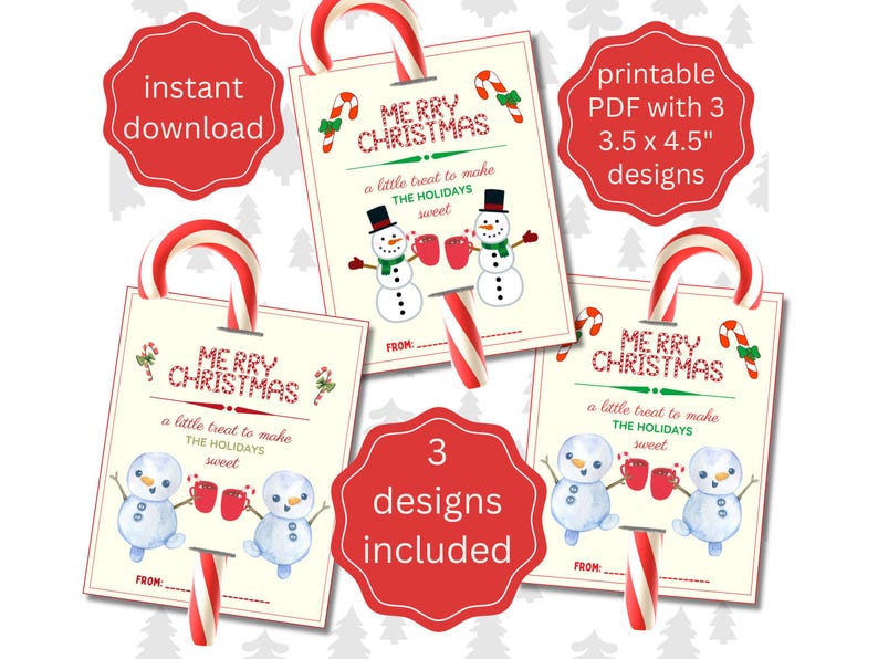 Christmas Candy Cane Holder Printable Gift Tags (digital Download) - Etsy