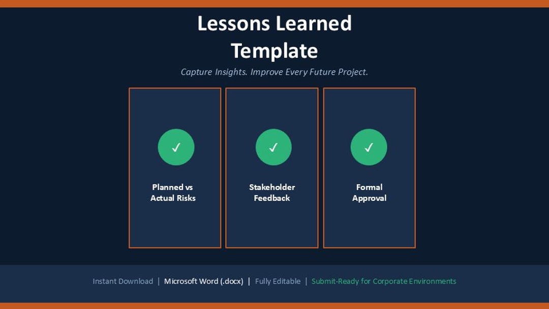 Lessons Learned Template Word | Project Retrospective | PM Closeout ...