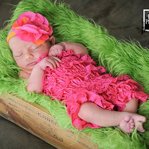 Etsy SPECIAL sale. Hot Pink Bubble lace petti romper / ruffles bloomer..3 sizes available newborn to 3t/4t. Great photo prop. you pick size