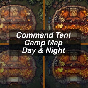 Kommandozelt-Camp TTRPG Karte Digitaler Download - Tag/Nacht Variationen, Überdachung/Dachlos, Gegittert/Gitterlos, ideal für D&D, Pathfinder, und mehr!