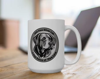 Silver Labrador 15 oz Coffee Mug, Perfect for Dog Lovers