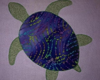 Sea Turtle Applique Quilt Block - PDF Pattern